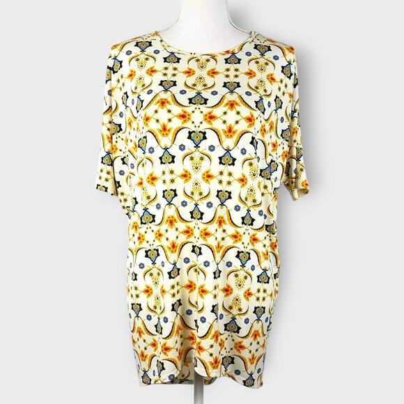 Lularoe Irma Top Short Sleeve Scoop Neck Floral Multicolor Modest Size XXS - Picture 8 of 8